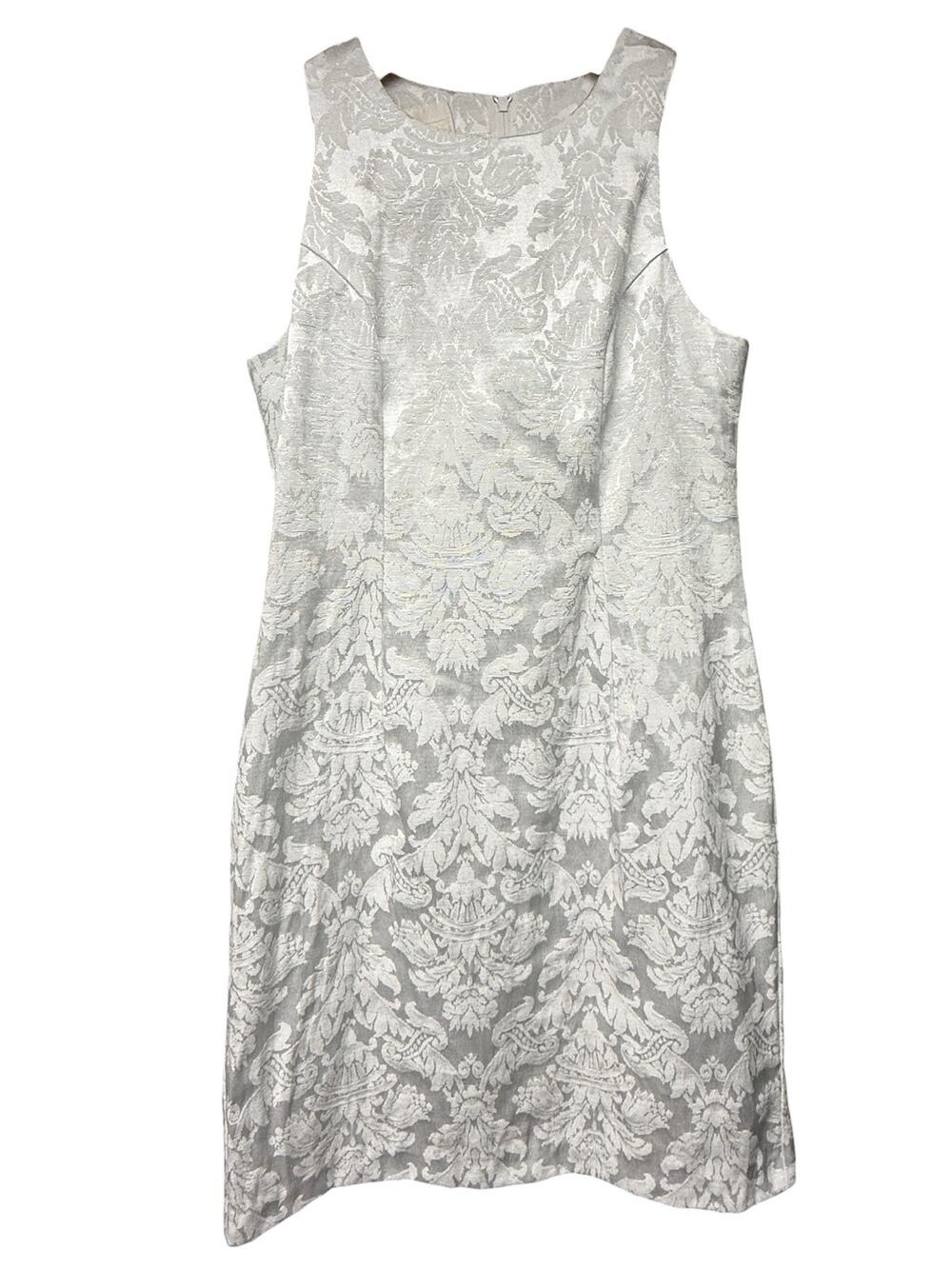 Jessica McClintock Girls Dress Siz 8 White Brocade Damask Formal Wedding Vintage